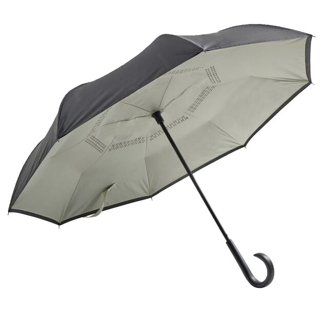 Parapluie invers&eacute; uni noir et blanc L87cm
