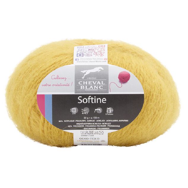 Fil &agrave; tricoter Softine jaune 50 g