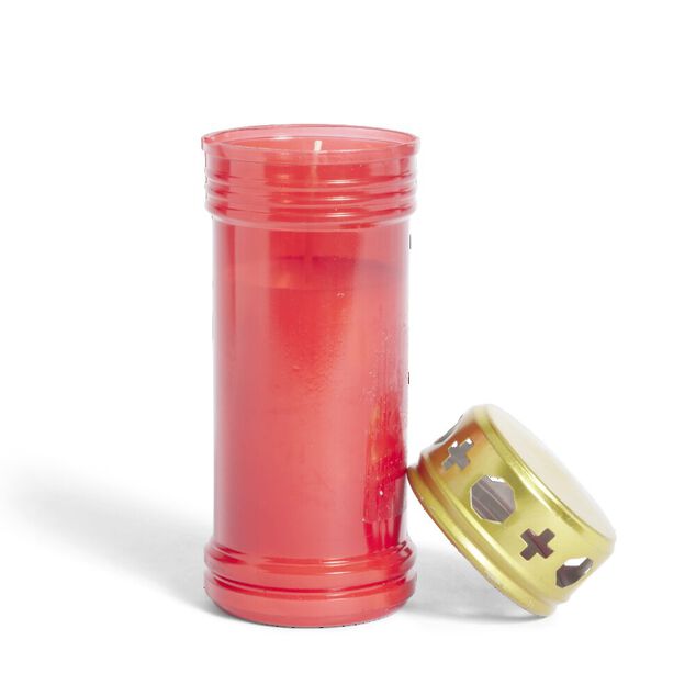 Bougie fun&eacute;raire 55H rouge et dor&eacute; &Oslash;6xH16,5cm