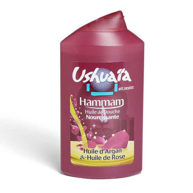 Gel douche Ushua&iuml;a Hammam nourrisant huile d'argan et de rose 250ml