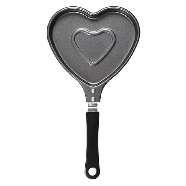 Poêle à pancake forme coeur gris et noir L15cm