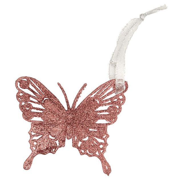 Papillon de No&euml;l paillet&eacute; &agrave; suspendre 8xH10cm