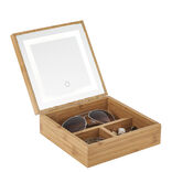 Bo&icirc;te &agrave; bijoux avec miroir &agrave; led en bambou