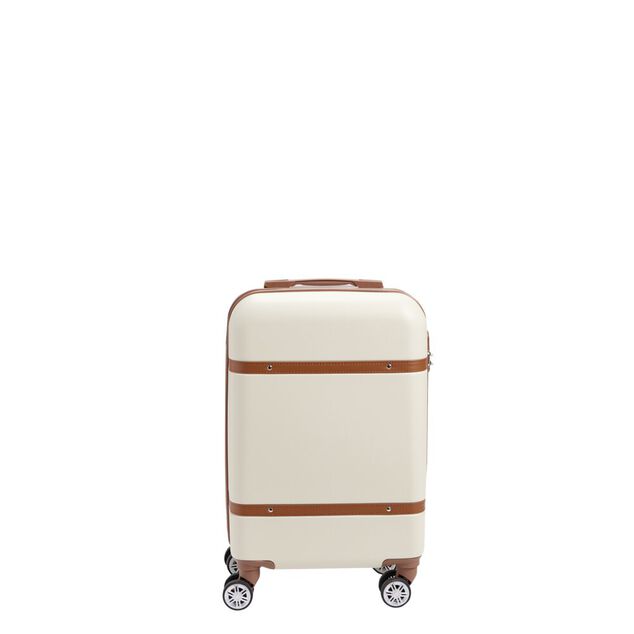 Valise rigide 38L trolley 4 roulettes plastique ABS beige 36x22,5xH57cm