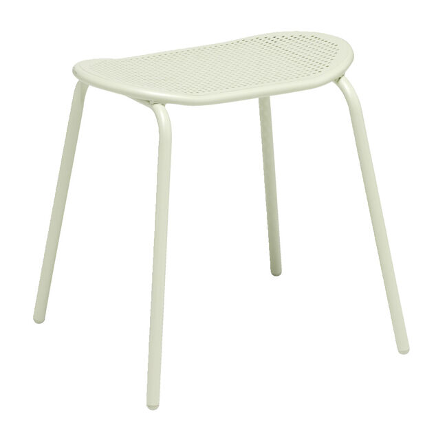 Tabouret acier perforé Faro vert sauge 45x28xH45cm
