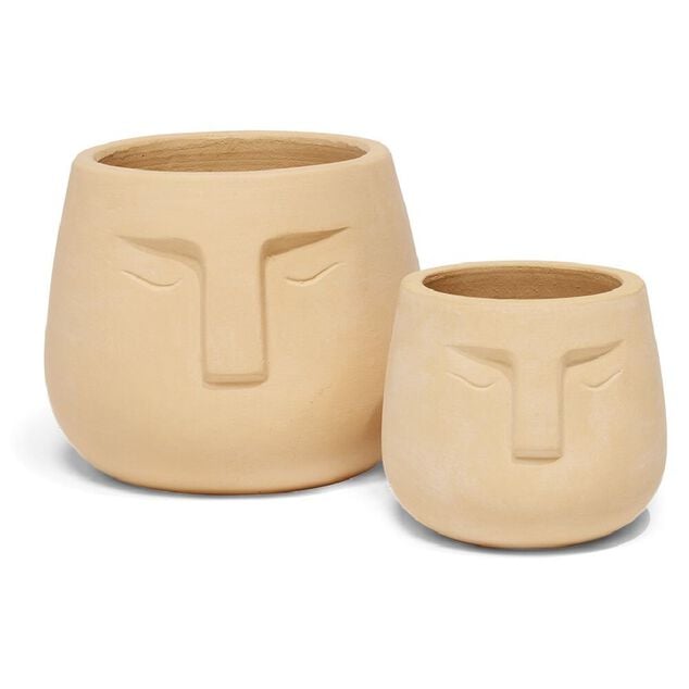Pot visage en terre cuite &Oslash;20xH18cm