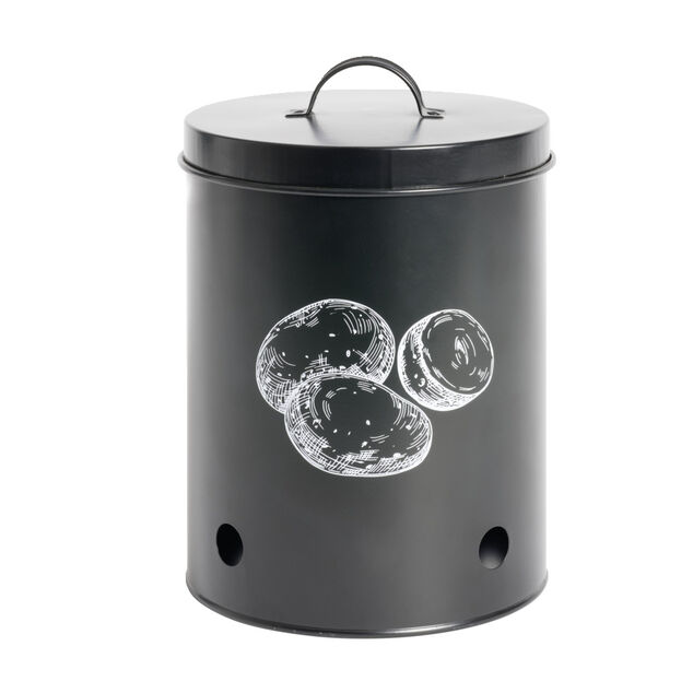 Bo&icirc;te de conservation pour pommes de terre en m&eacute;tal noir