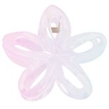 Pince cheveux fleur de tiar&eacute; plastique rose et bleu L10cm