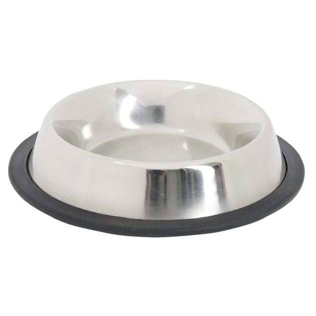 Gamelle ronde inox pour chien avec base antid&eacute;rapante &Oslash;15,6xH3,2cm