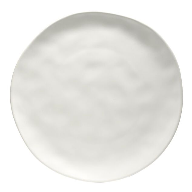 Assiette plate forme organique gr&egrave;s blanche &Oslash;26cm