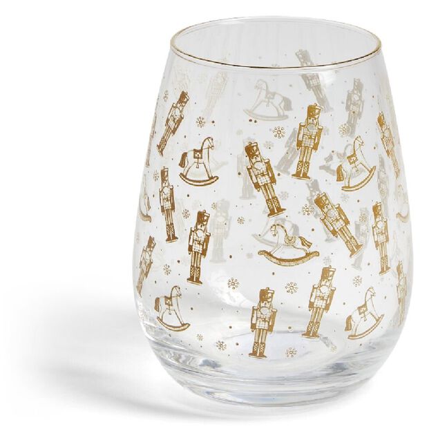 Verre transparent motif Noël doré 46cl (2 modèles)