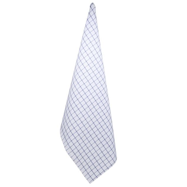 Torchon coton x7 blanc et bleu 50x70cm
