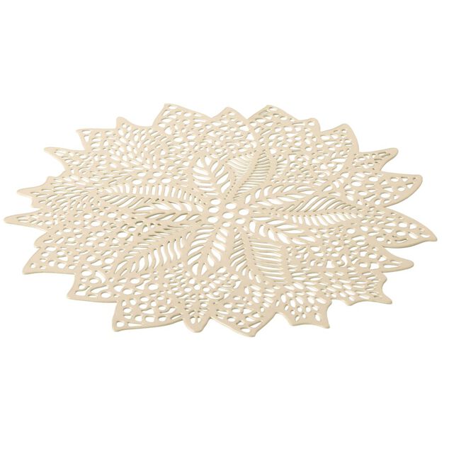 Set de table ajour&eacute; motif v&eacute;g&eacute;tal No&euml;l PVC &Oslash;40 cm jaune dor&eacute;