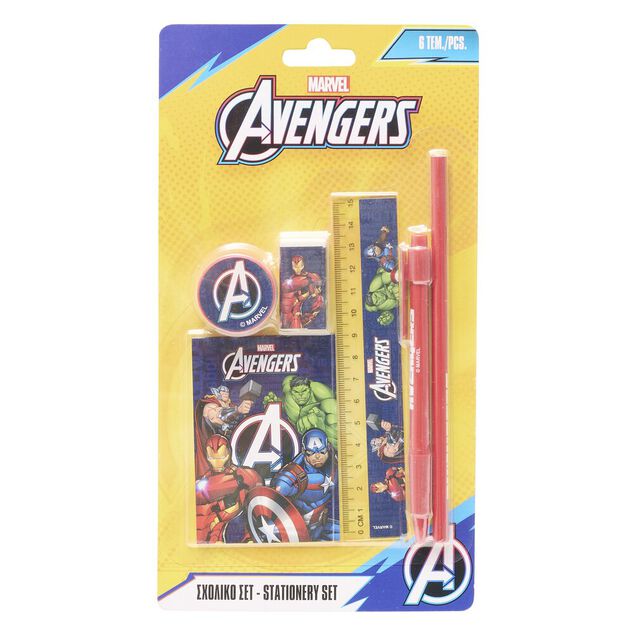 Accessoires papeterie 6 pi&egrave;ces Avengers