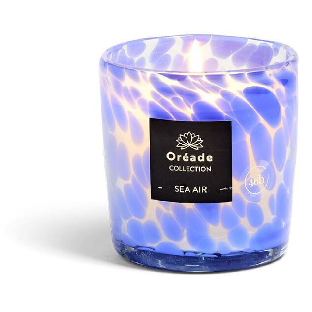 Bougie en verre souffl&eacute; Air Marin 46h &Oslash;10xH10cm bleu