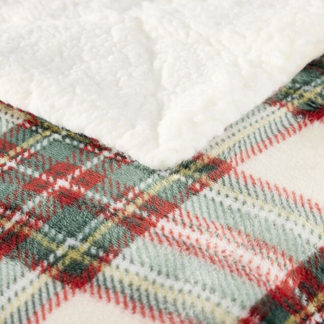 Plaid pilou XL imprim&eacute; motif jacquard L200X180 cm (2 mod&egrave;les rouge ou beige)