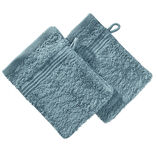 Gant de toilette x2 coton bleu canard 16x21cm