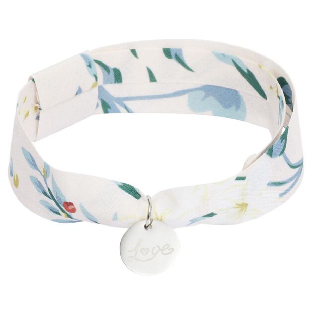 Bracelet ajustable en tissu motif floral avec pendentif Love L19cm