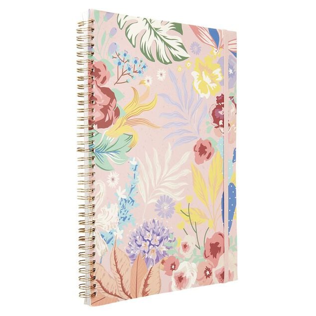 Cahier &agrave; spirales motif floral A4 160 pages