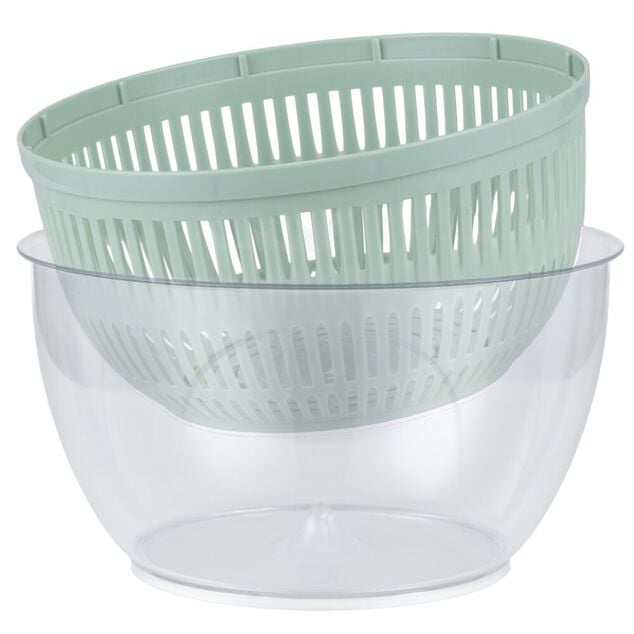 Essoreuse &agrave; salade et mandoline 2en1 plastique bleu 7 pi&egrave;ces &Oslash;22,5xH13cm