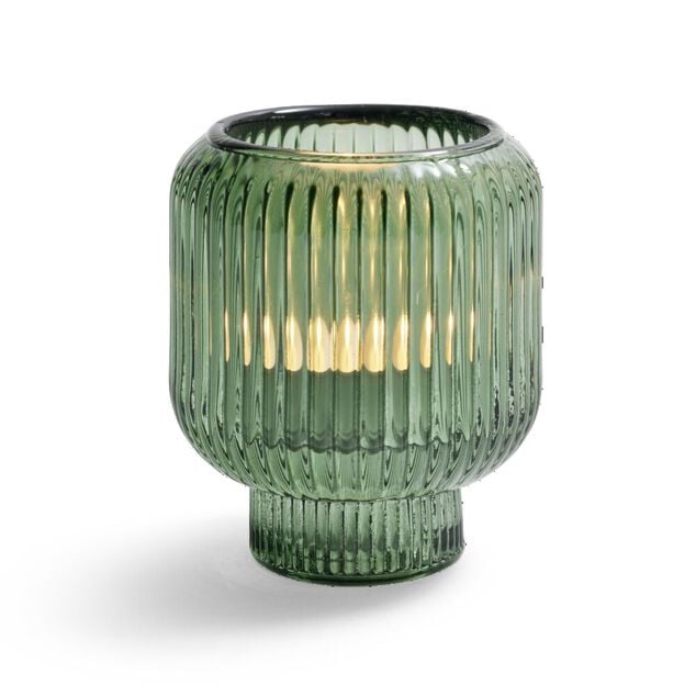 Bougeoir verre double usage vert &Oslash;7xH8,5cm