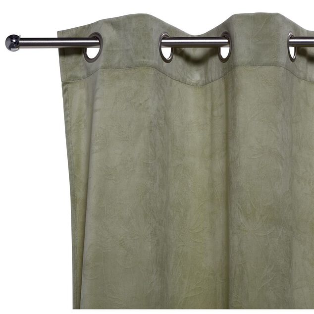 Rideau velours emboss&eacute; vert motif v&eacute;g&eacute;tal 100% polyester 140x240cm