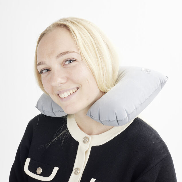 Coussin de voyage tour de cou gonflable gris 27x39,5cm