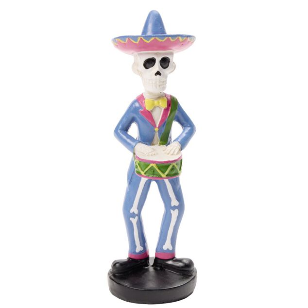 Figurine couple mexicain Halloween Calavera r&eacute;sine &Oslash;5,5xH16,5cm (2 mod&egrave;les)