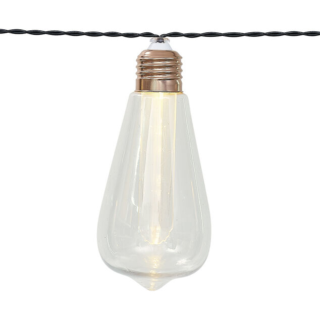 Guirlande solaire guinguette forme ampoule 10 LED blanc chaud 3,7 m