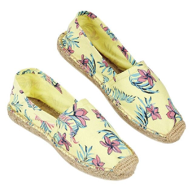 Espadrilles Femme imprim&eacute; tropical jaune T36/40