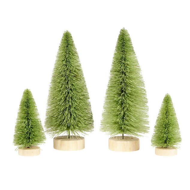 Lot de 4 mini sapins d&eacute;coratifs - 2 mod&egrave;les vert ou blanc