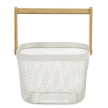 Corbeille &agrave; fruits avec anse m&eacute;tal blanc naturel