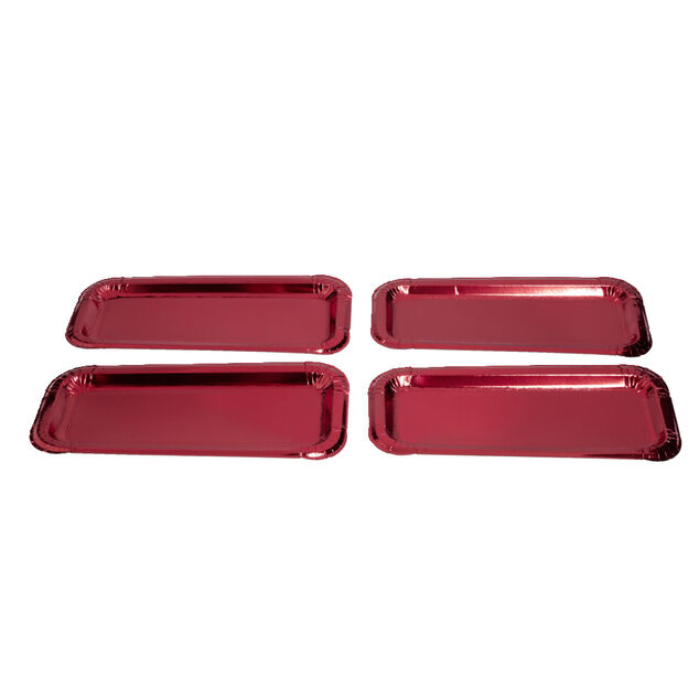 Plat &agrave; cake x4 en carton rouge 15,5x34cm