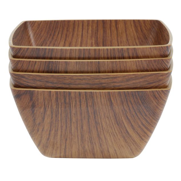 Bol carr&eacute; effet bois 12x12cm