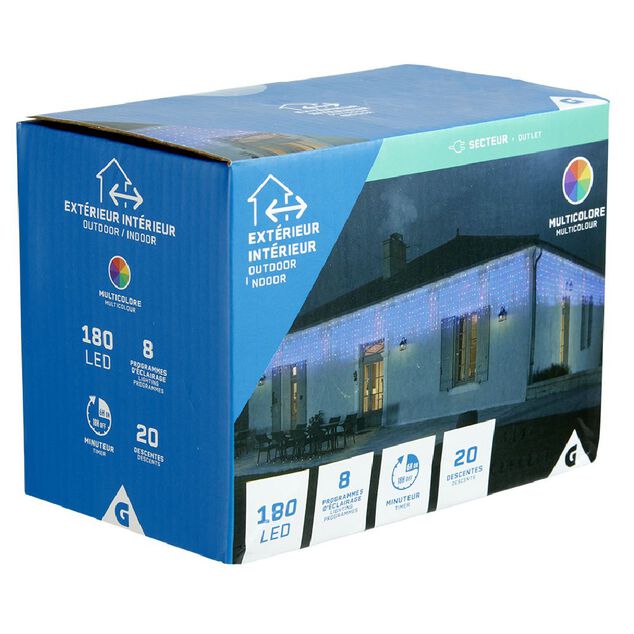 Rideau électrique 180 LED 2,47m multicolore