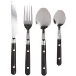 M&eacute;nag&egrave;re 16 pi&egrave;ces inox manche plastique noir