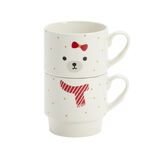 Coffret duo mug x2 Noël motif mignon écharpe rouge 350ml (3 modèles)