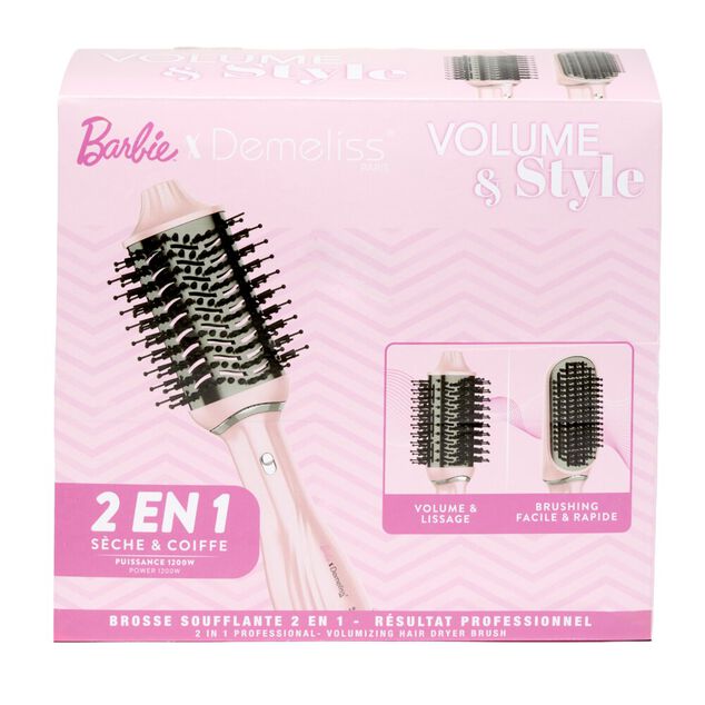 Brosse soufflante c&eacute;ramique et plastique rose L25cm