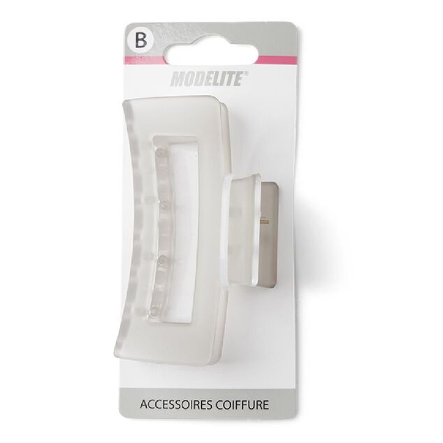 Pince cheveux blanc mat rectangulaire L8cm