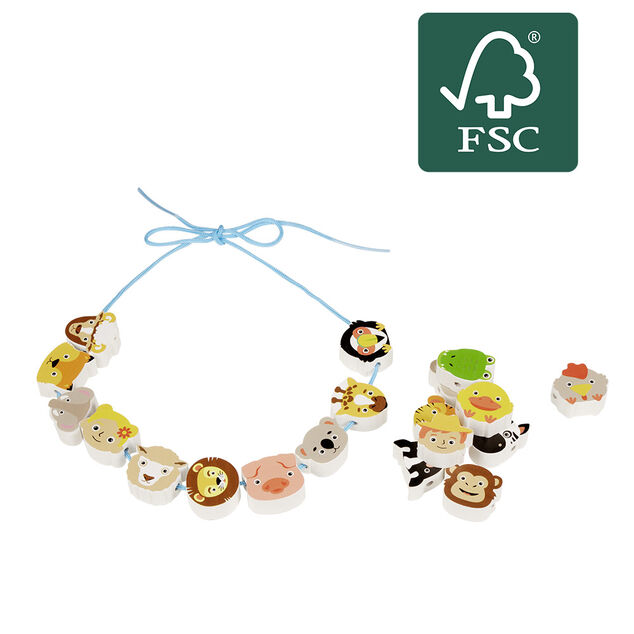Collier de perles &agrave; lacer en bois
