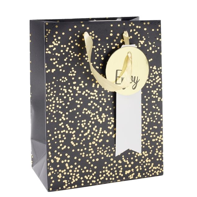 Sac cadeau papier anniversaire inscription Happy Birthday 17,5x10xH23cm (2 mod&egrave;les)