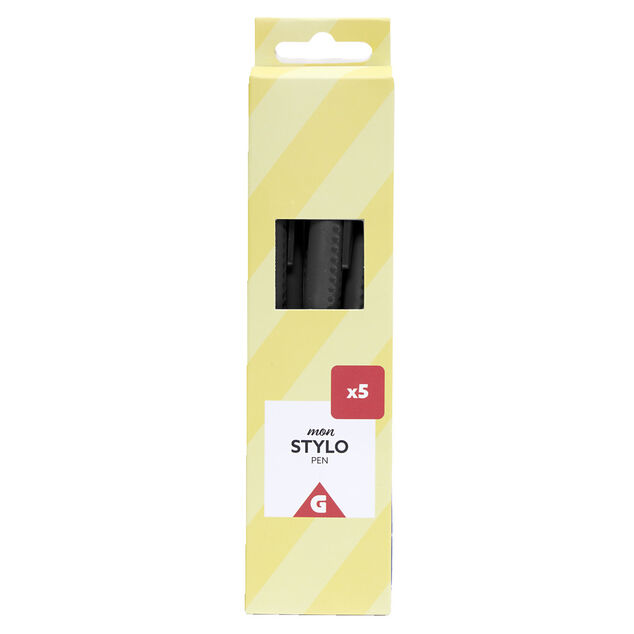 Lot de 5 stylos &agrave; encre noire 0,6mm