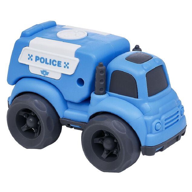 Voiture de police plastique bleu 10x6,5xH7 cm
