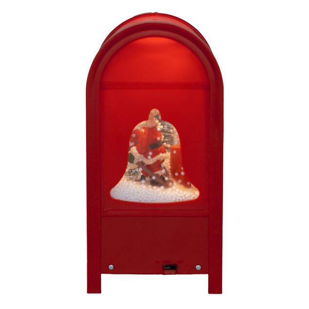Bo&icirc;te aux lettres anim&eacute;e int&eacute;rieur P&egrave;re No&euml;l et sapin avec neige 13x9,5xH19cm