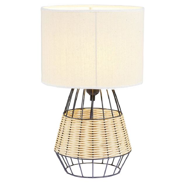 Lampe de chevet m&eacute;tal osier marron et noir 25x25xH44cm