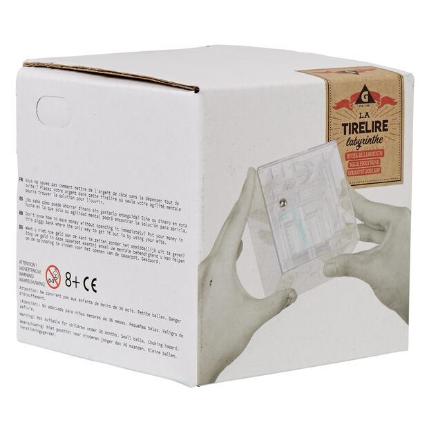 Tirelire design labyrinthe transparente