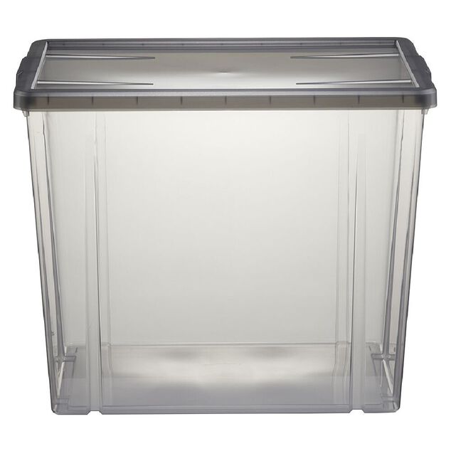 Boîte de rangement ransparente avec couvercle gris 82L