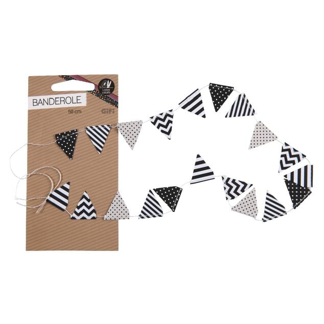 Banderole de mini fanions d&eacute;cor noir L50 cm