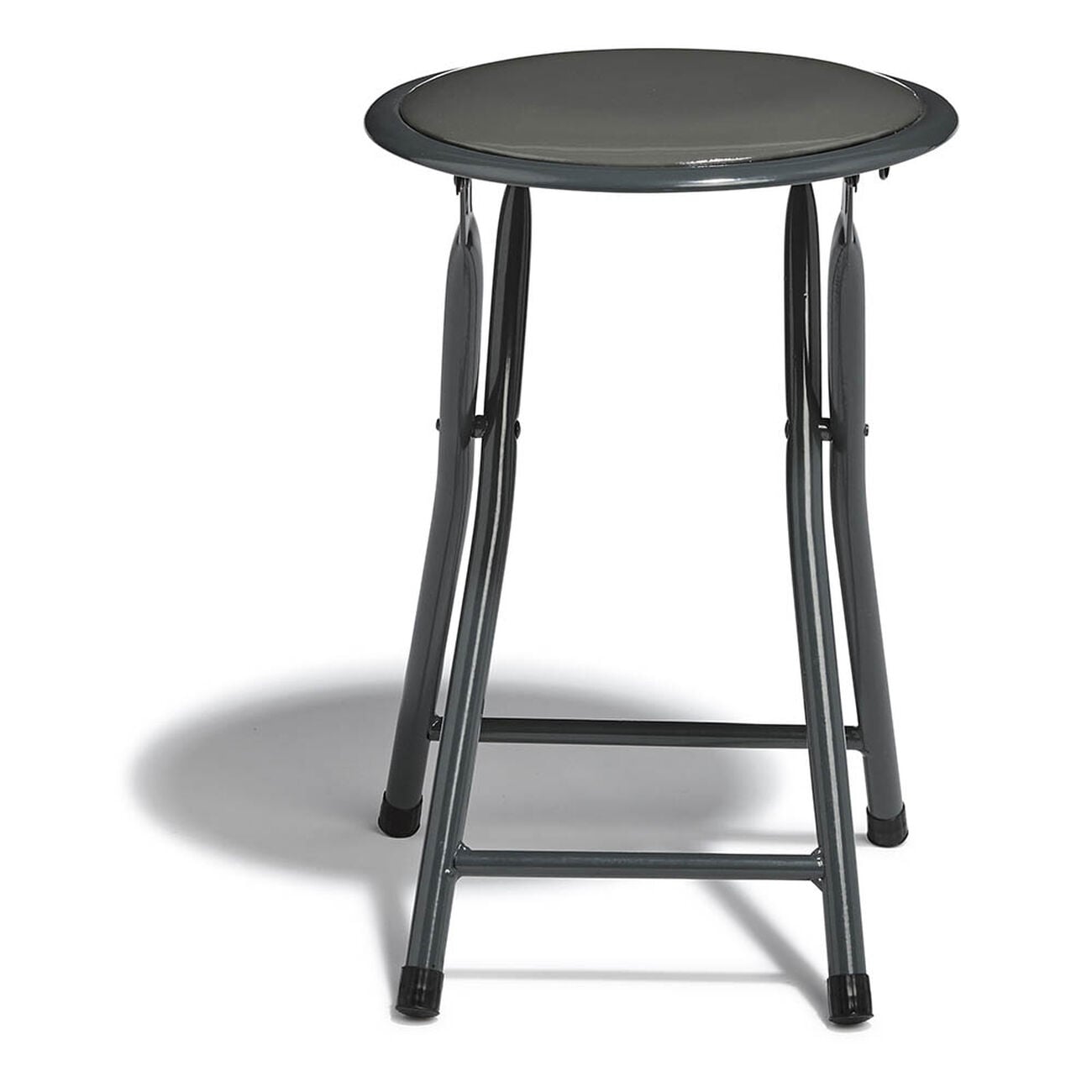 Tabouret Pliable Avec Dossier & Repose-Pieds – Siège Rembourré Confortable Noir – Bureau, Cuisine, Camping