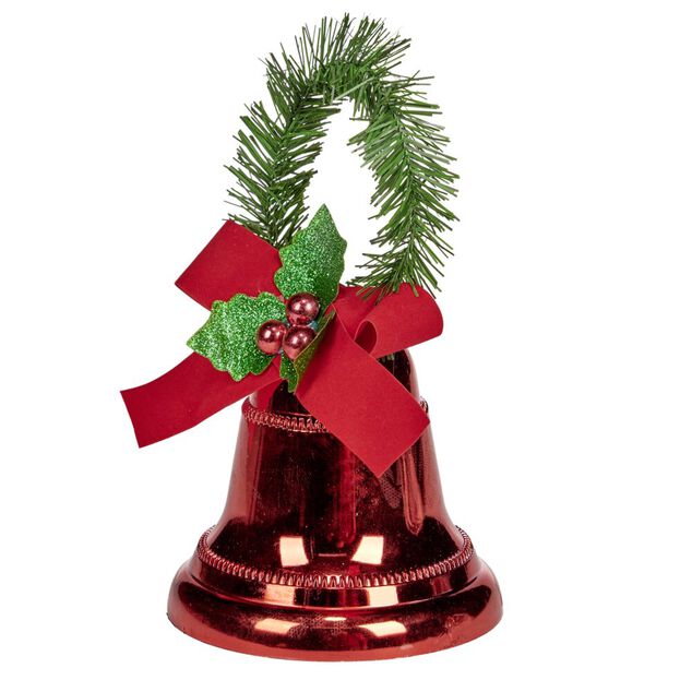 Cloche de No&euml;l rouge &agrave; suspendre H19cm